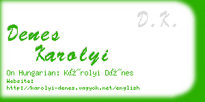 denes karolyi business card